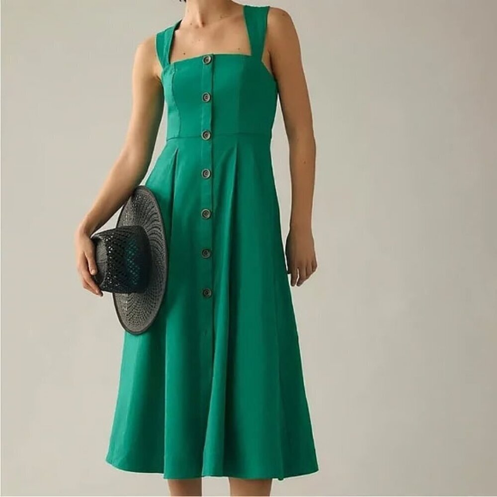 Anthro l Maeve Square-Neck Buttondown Dress